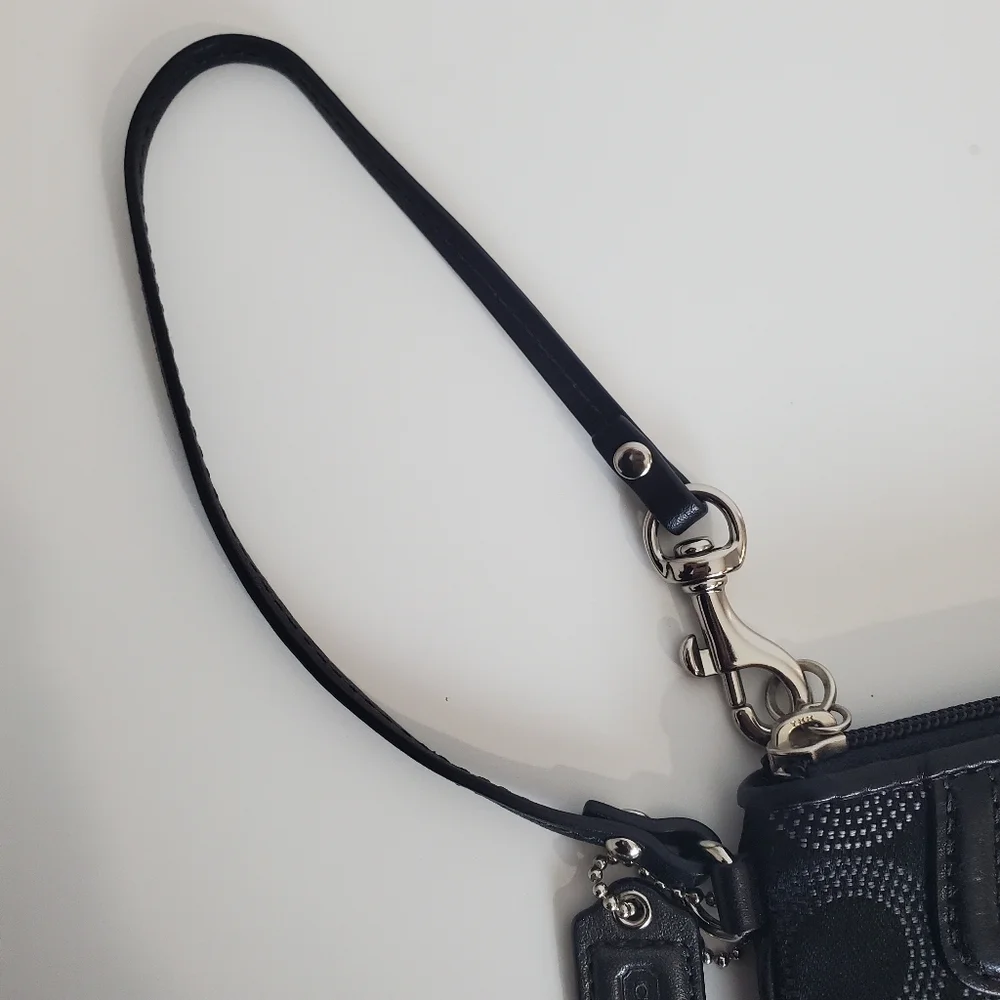 COACH Black Signature Wristlet Pouch